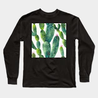 Watercolor cactus plant cactus pattern Long Sleeve T-Shirt